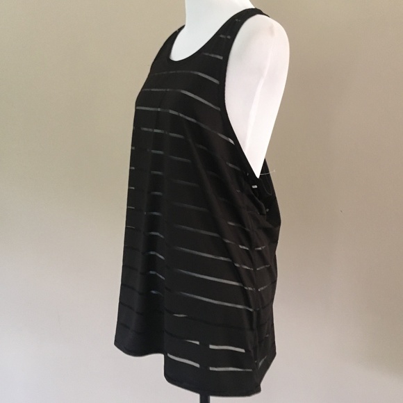 XL Black Sheer Striped Pullover DriWorks Top - Picture 6 of 7